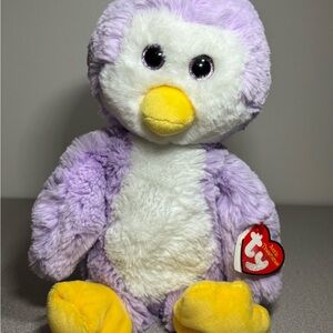 TY Attic Treasures Cuddlys Gordon Penguin Plush 9” Purple Stuffed Animal Toy